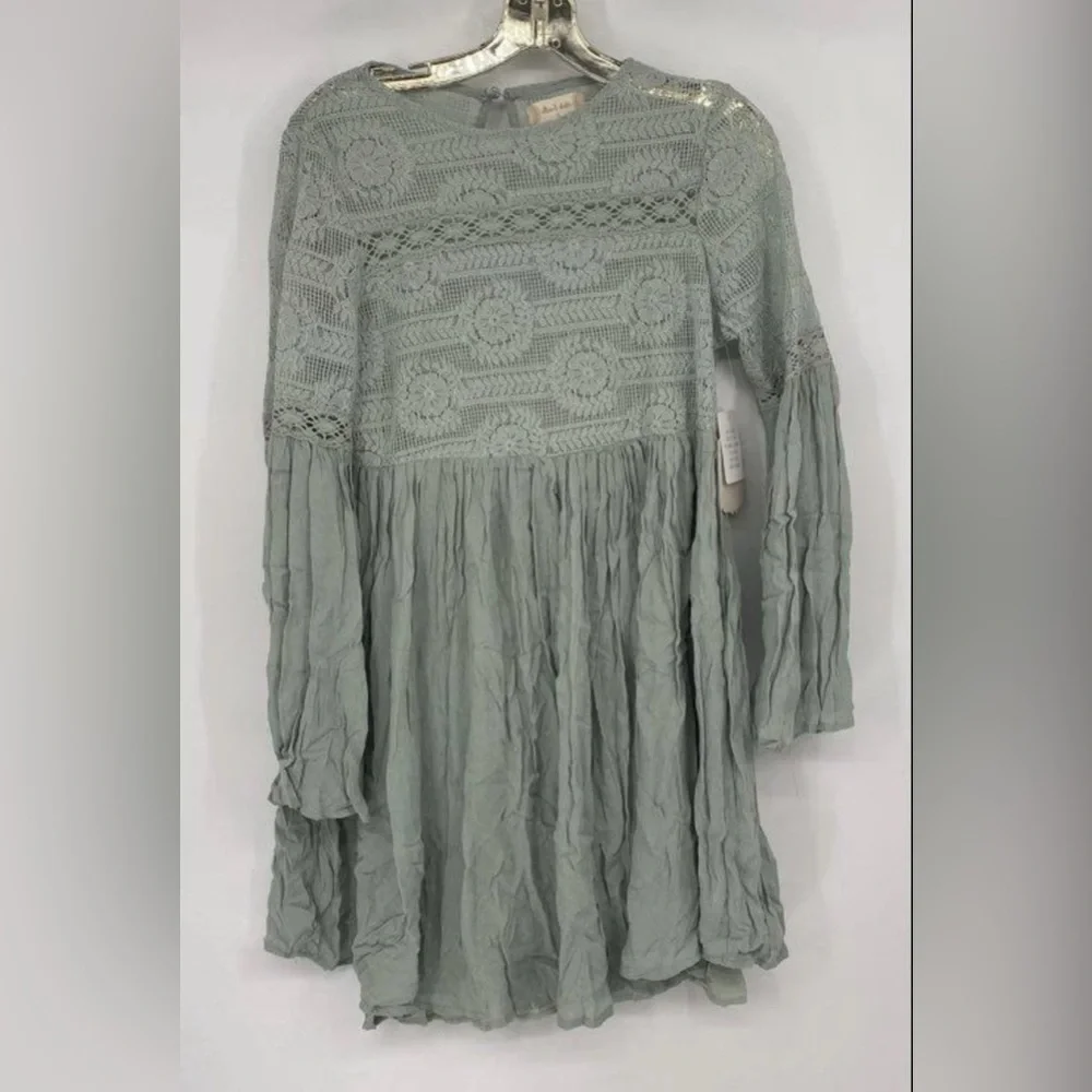 Altar'd State Elegant Lace Dress in Soft Gray - Picture 2 of 7